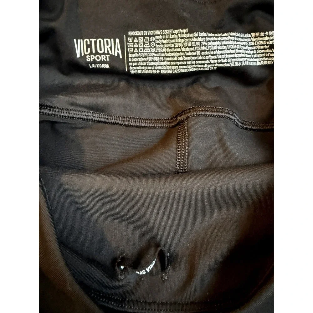 Victoria Sport Black Athletic Capris Leggings Cropped Workout Pants Women's Sz L